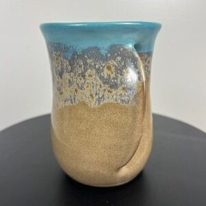 Neher Studio Pottery 2017 Left Hand Warmer Mug Drip Glaze Ergonomic Signed
